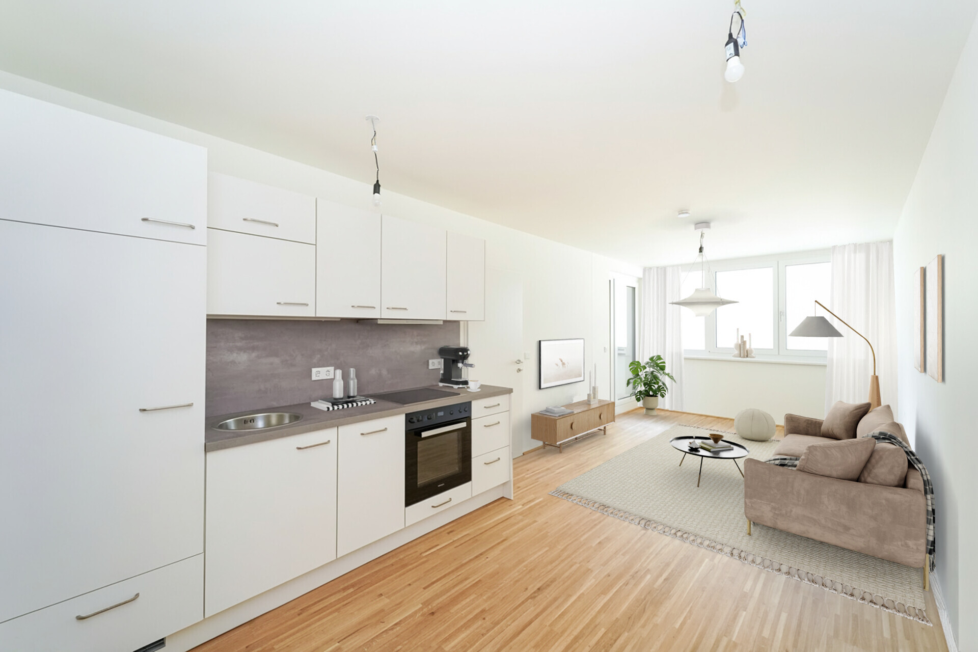 Drei-Zimmer-Dachgeschoßwohnung mit Balkon und Dachterrasse - Erstbezug - zu mieten in 1020 Wien