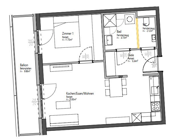 2-Zimmerwohnung mit Balkon - zur Miete - in 8020 Graz